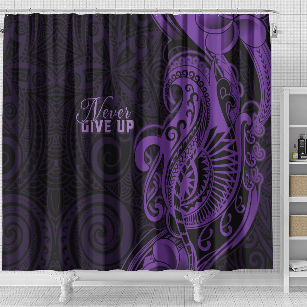 Lupus Warrior Shower Curtain Never Give Up Polynesian Style