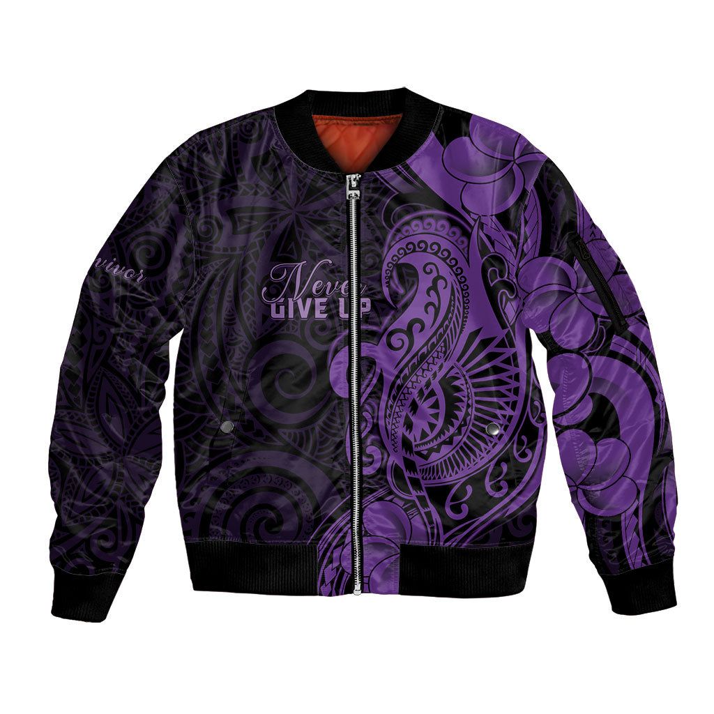 Personalised Lupus Warrior Sleeve Zip Bomber Jacket Never Give Up Polynesian Style