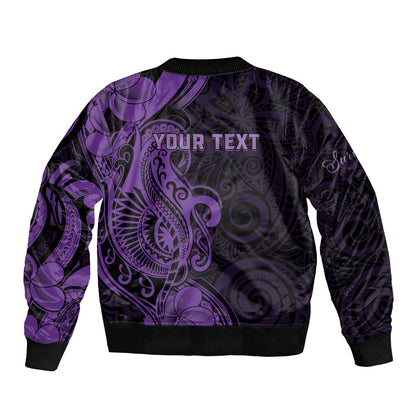 Personalised Lupus Warrior Sleeve Zip Bomber Jacket Never Give Up Polynesian Style