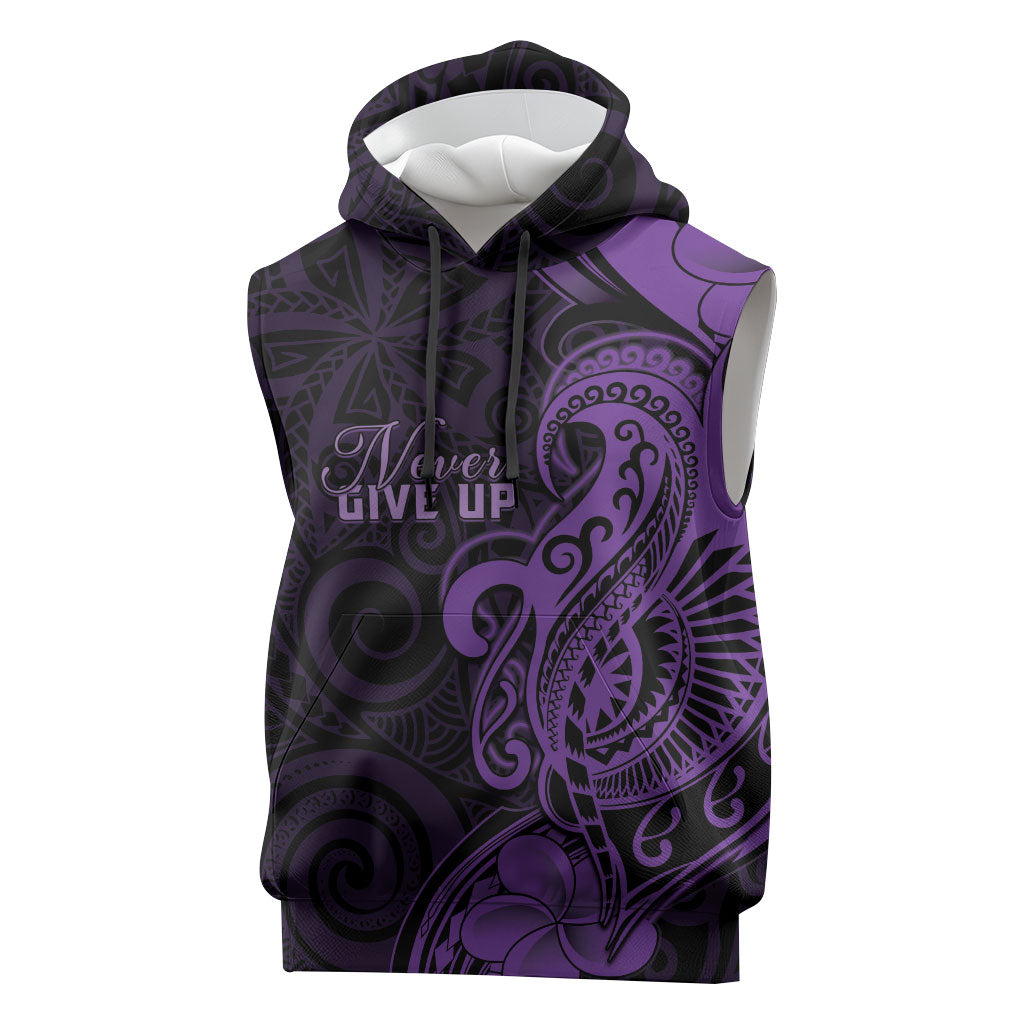 Personalised Lupus Warrior Sleeveless Hoodie Never Give Up Polynesian Style