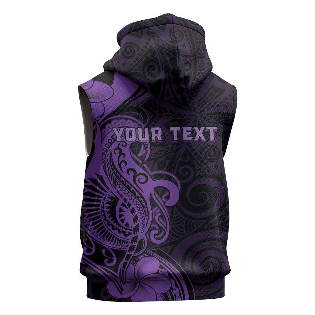 Personalised Lupus Warrior Sleeveless Hoodie Never Give Up Polynesian Style