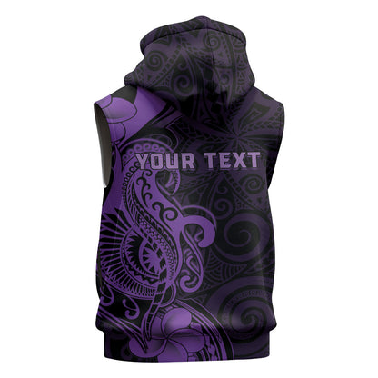 Personalised Lupus Warrior Sleeveless Hoodie Never Give Up Polynesian Style