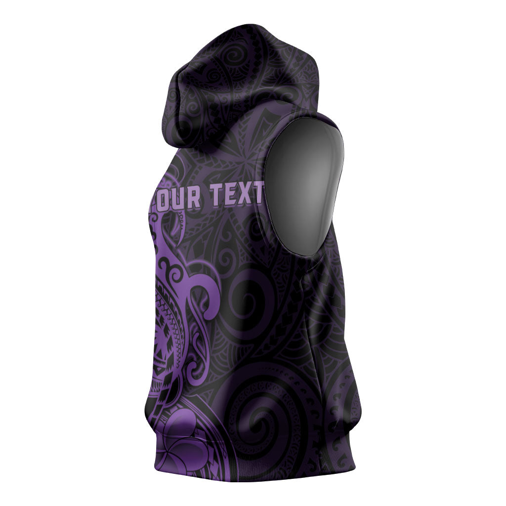 Personalised Lupus Warrior Sleeveless Hoodie Never Give Up Polynesian Style