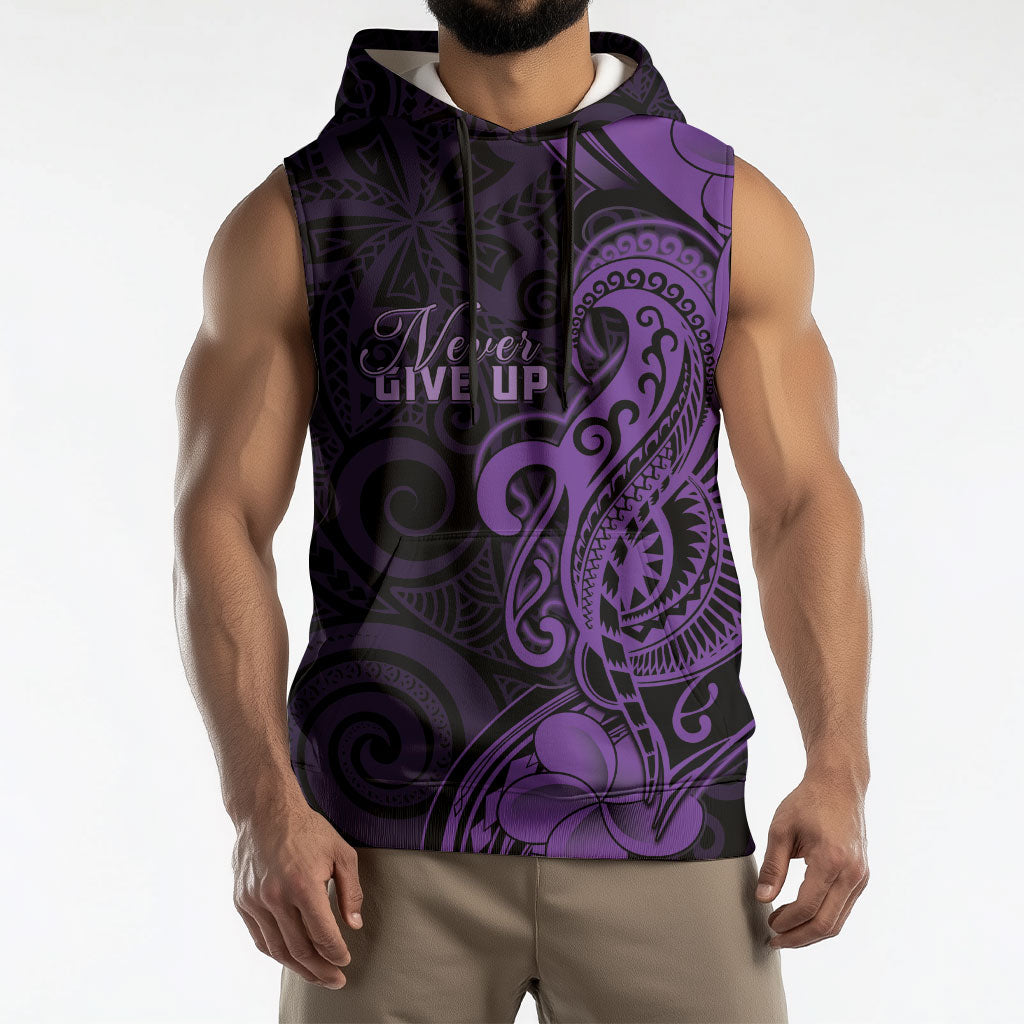 Personalised Lupus Warrior Sleeveless Hoodie Never Give Up Polynesian Style