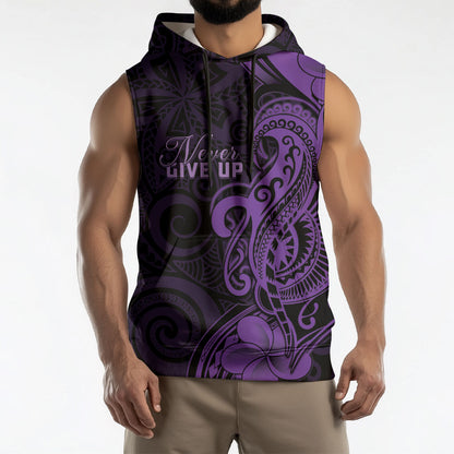 Personalised Lupus Warrior Sleeveless Hoodie Never Give Up Polynesian Style
