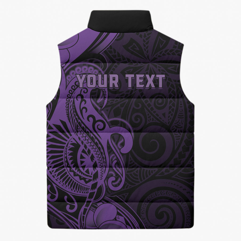 Personalised Lupus Warrior Sleeveless Puffer Jacket Never Give Up Polynesian Style