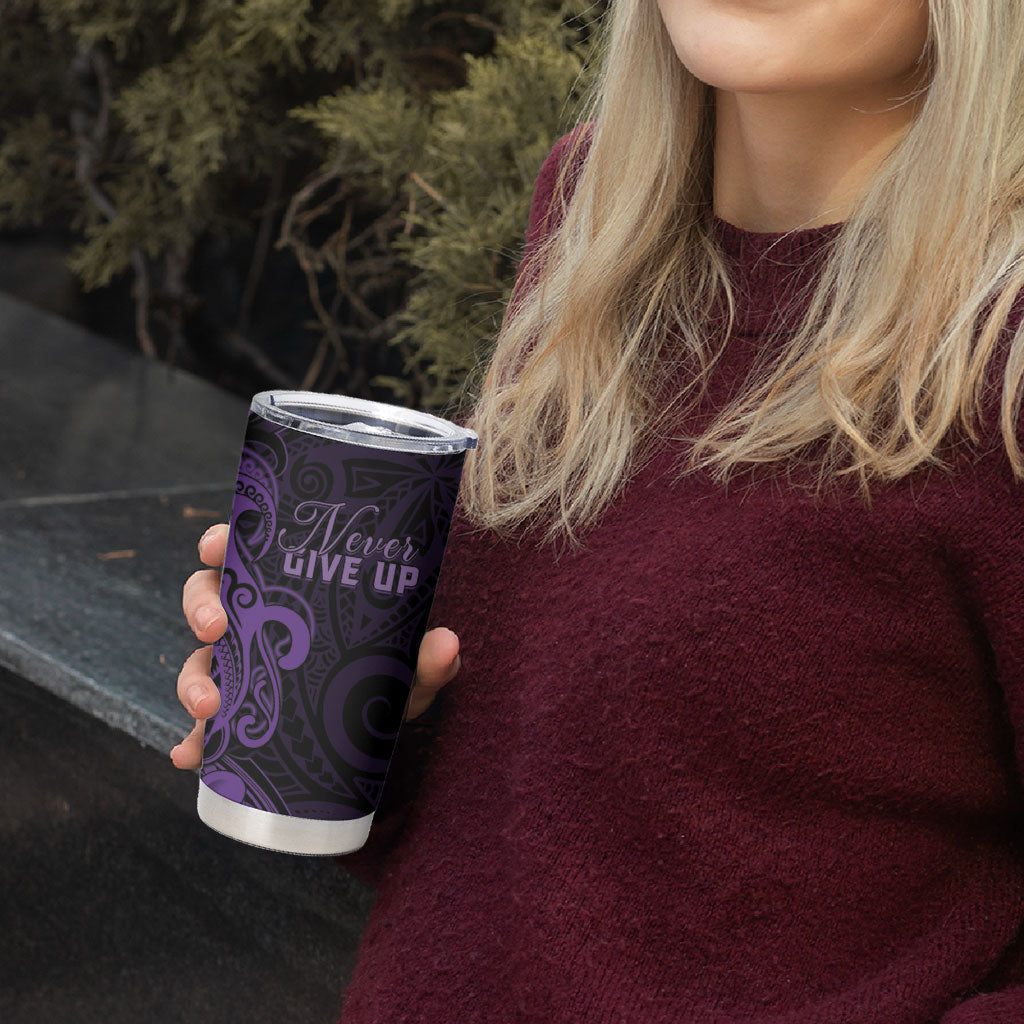 Personalised Lupus Warrior Tumbler Cup Never Give Up Polynesian Style