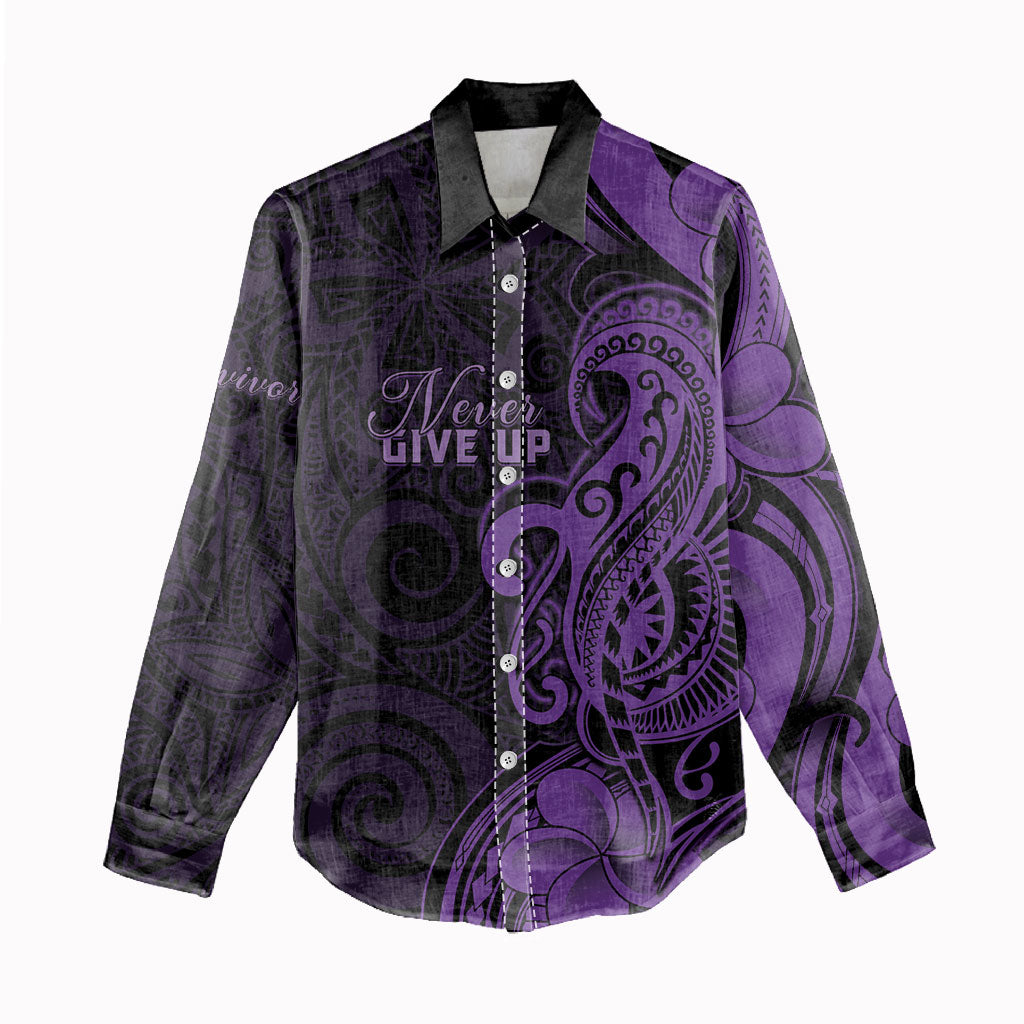 Personalised Lupus Warrior Women Casual Shirt Never Give Up Polynesian Style