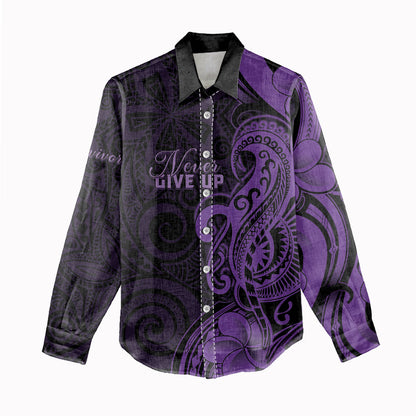 Personalised Lupus Warrior Women Casual Shirt Never Give Up Polynesian Style