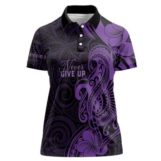 Personalised Lupus Warrior Women Polo Shirt Never Give Up Polynesian Style