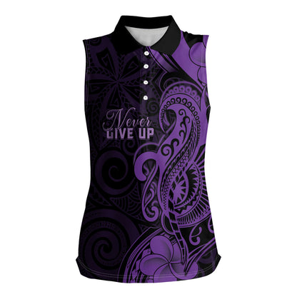 Personalised Lupus Warrior Women Sleeveless Polo Shirt Never Give Up Polynesian Style