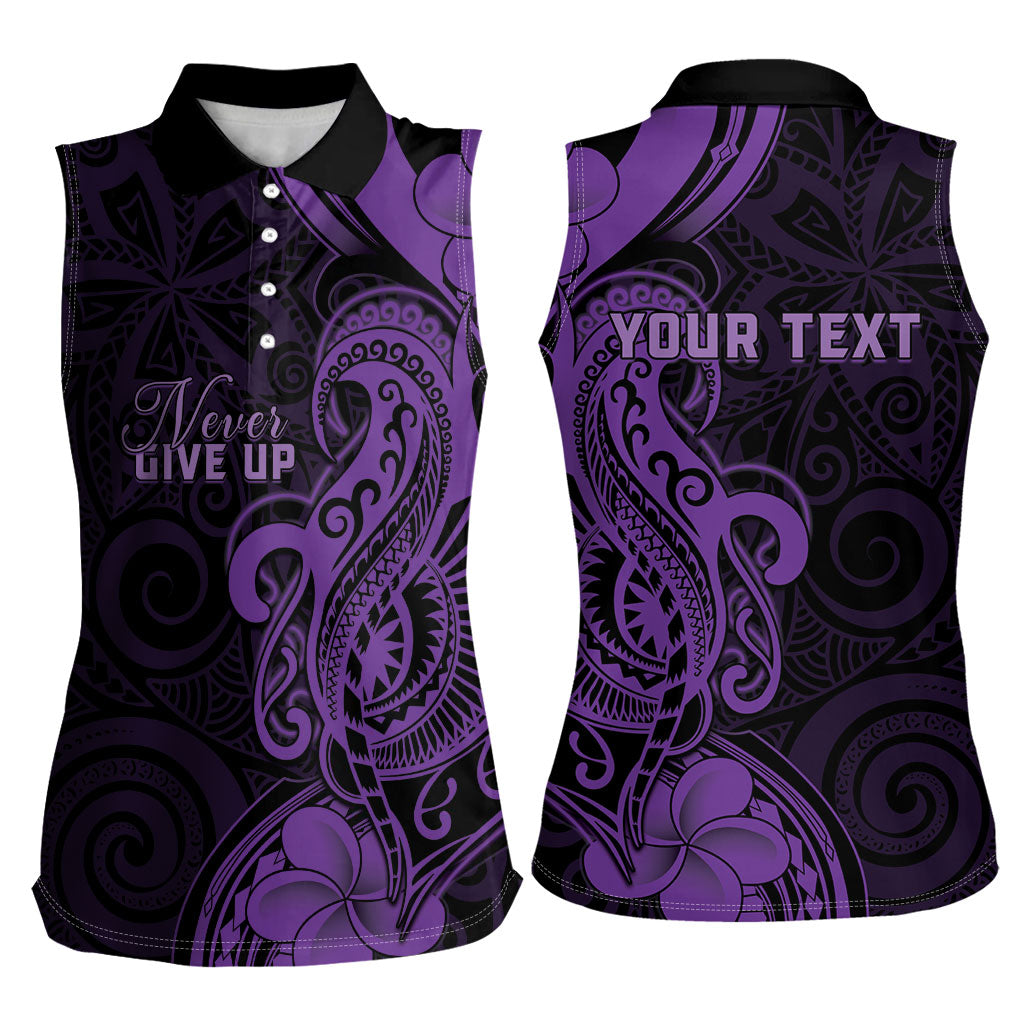 Personalised Lupus Warrior Women Sleeveless Polo Shirt Never Give Up Polynesian Style