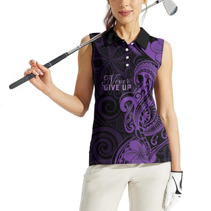 Personalised Lupus Warrior Women Sleeveless Polo Shirt Never Give Up Polynesian Style