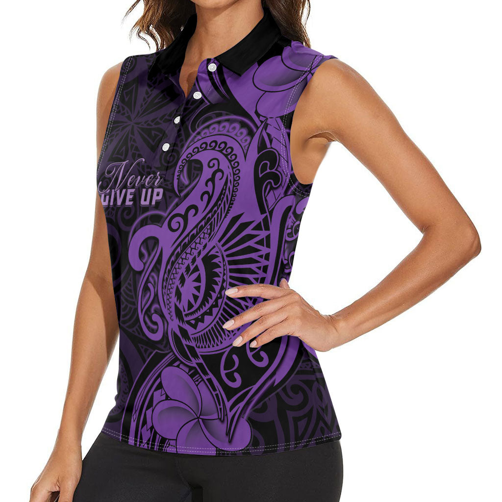 Personalised Lupus Warrior Women Sleeveless Polo Shirt Never Give Up Polynesian Style