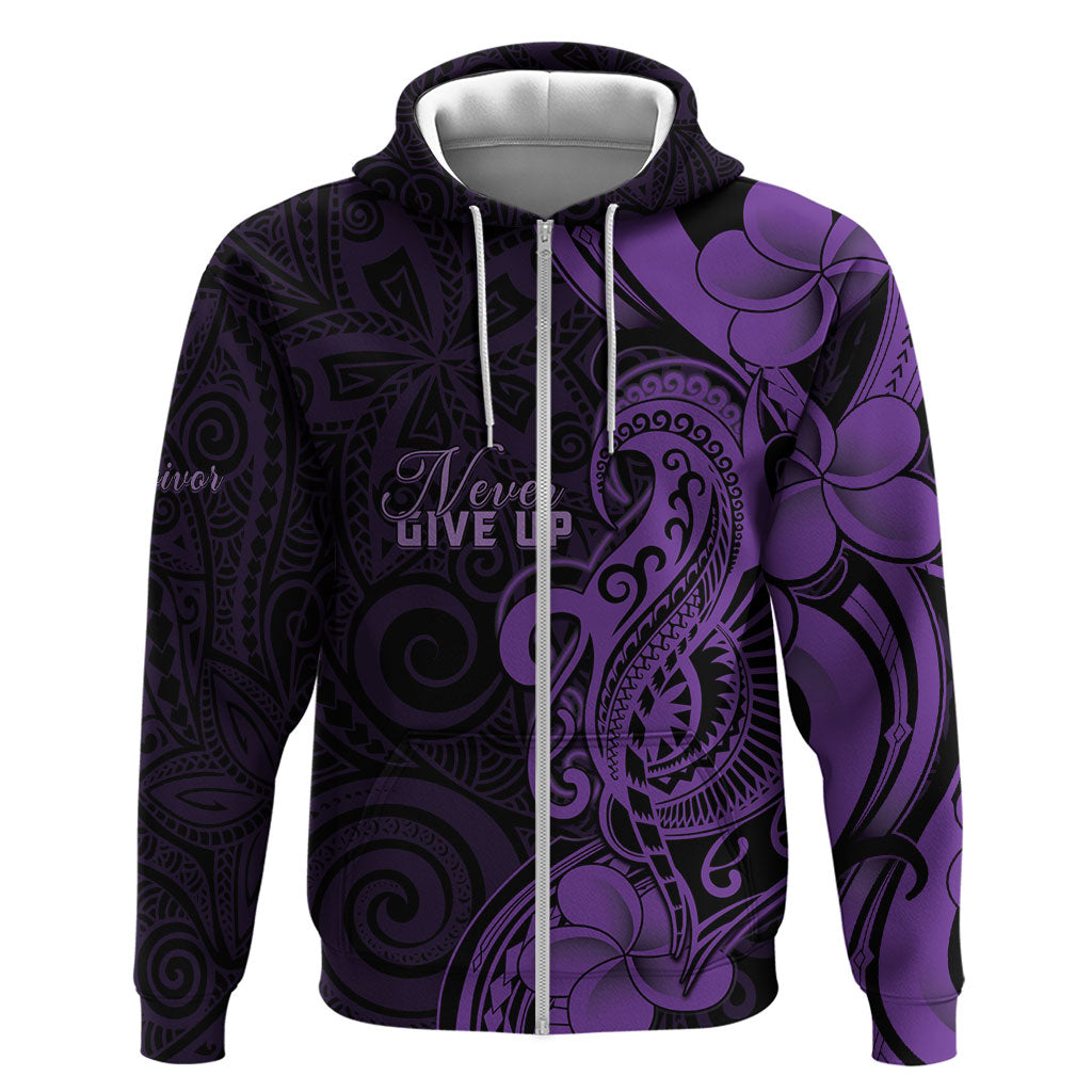 Personalised Lupus Warrior Zip Hoodie Never Give Up Polynesian Style
