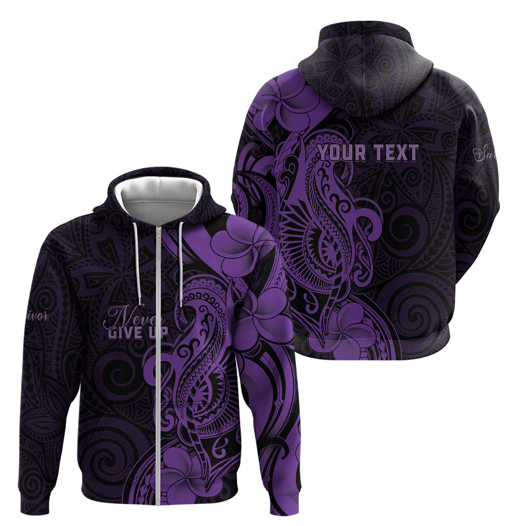 Personalised Lupus Warrior Zip Hoodie Never Give Up Polynesian Style