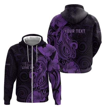 Personalised Lupus Warrior Zip Hoodie Never Give Up Polynesian Style