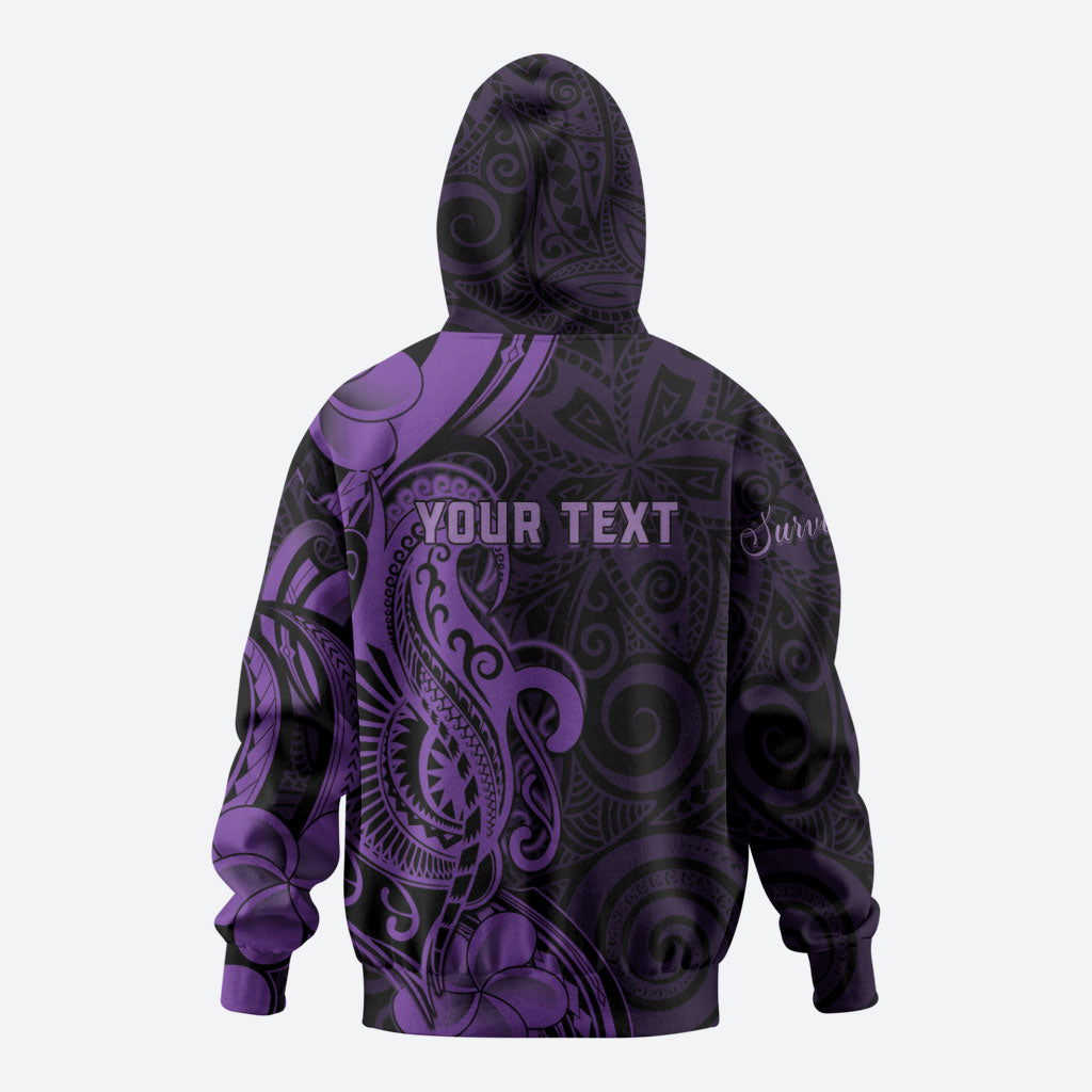 Personalised Lupus Warrior Zip Hoodie Never Give Up Polynesian Style