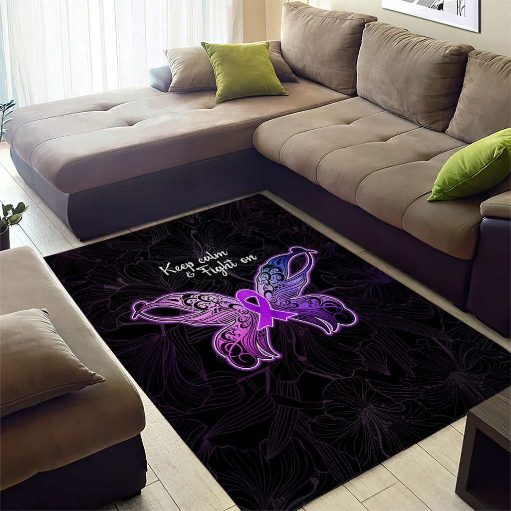 Pancreatic Cancer Support Area Rug Keep Calm And Fight On Polynesian Pattern