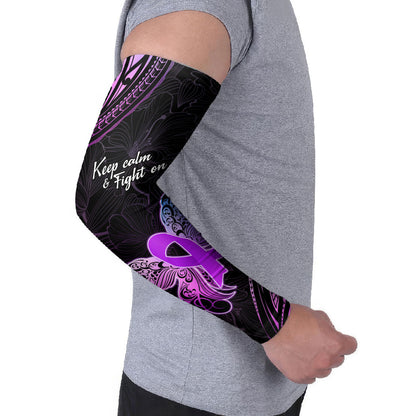 Pancreatic Cancer Support Arm Sleeves Keep Calm And Fight On Polynesian Pattern