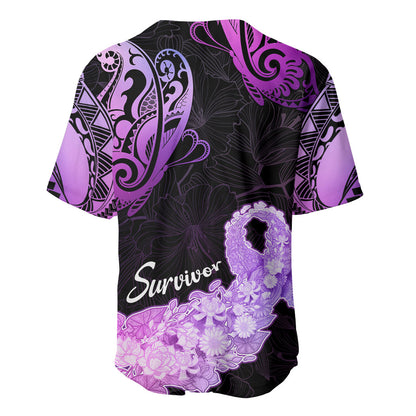 Pancreatic Cancer Support Baseball Jersey Keep Calm And Fight On Polynesian Pattern