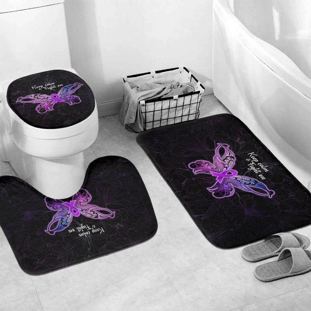 Pancreatic Cancer Support Bathroom Set Keep Calm And Fight On Polynesian Pattern