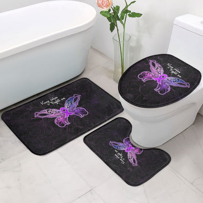 Pancreatic Cancer Support Bathroom Set Keep Calm And Fight On Polynesian Pattern