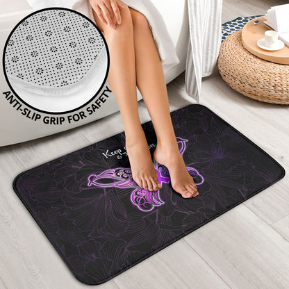 Pancreatic Cancer Support Bathroom Set Keep Calm And Fight On Polynesian Pattern