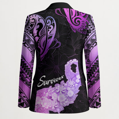 Pancreatic Cancer Support Blazer Keep Calm And Fight On Polynesian Pattern