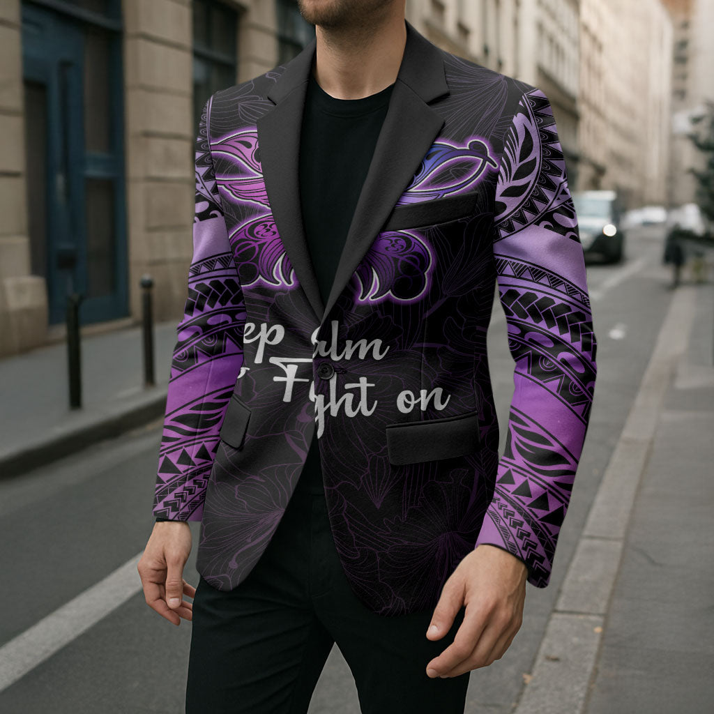 Pancreatic Cancer Support Blazer Keep Calm And Fight On Polynesian Pattern