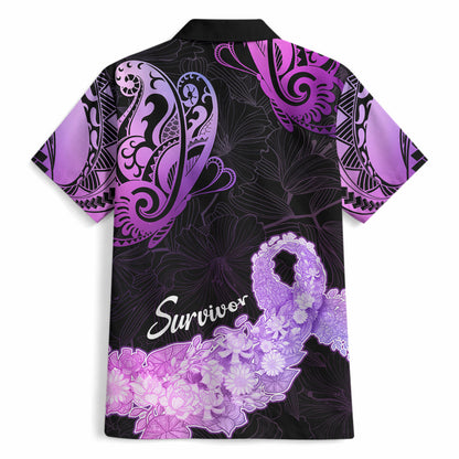 Pancreatic Cancer Support Hawaiian Shirt Keep Calm And Fight On Polynesian Pattern