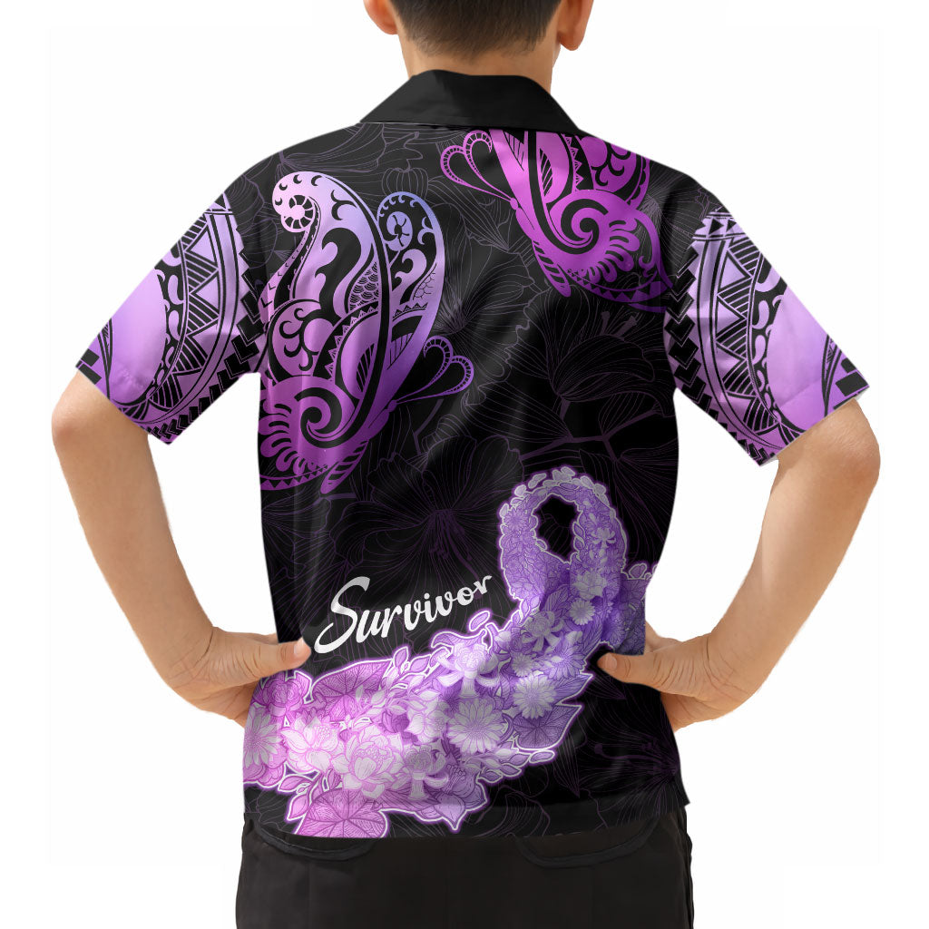 Pancreatic Cancer Support Hawaiian Shirt Keep Calm And Fight On Polynesian Pattern