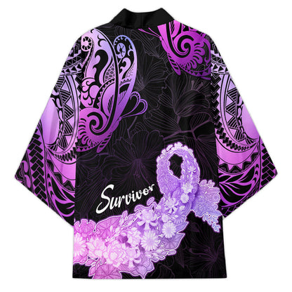 Pancreatic Cancer Support Kimono Keep Calm And Fight On Polynesian Pattern