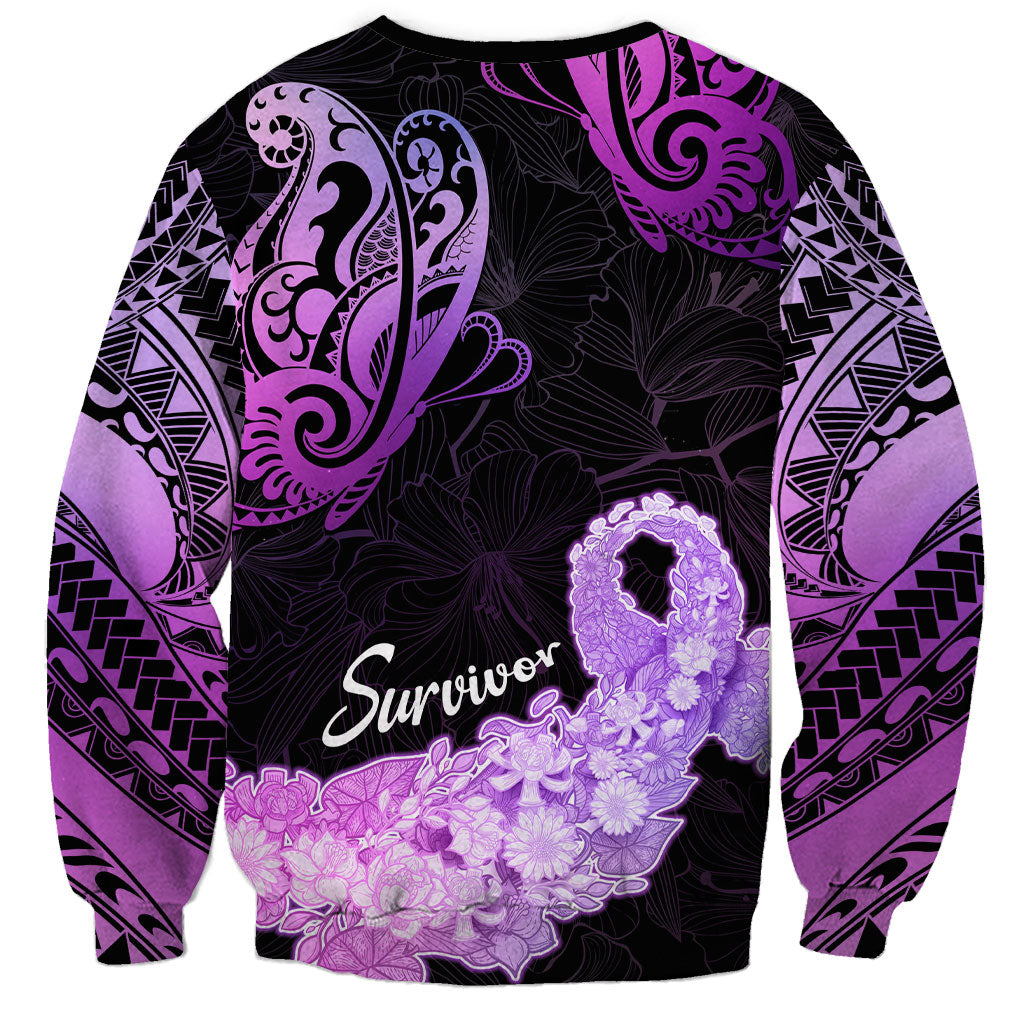 Pancreatic Cancer Support Sweatshirt Keep Calm And Fight On Polynesian Pattern