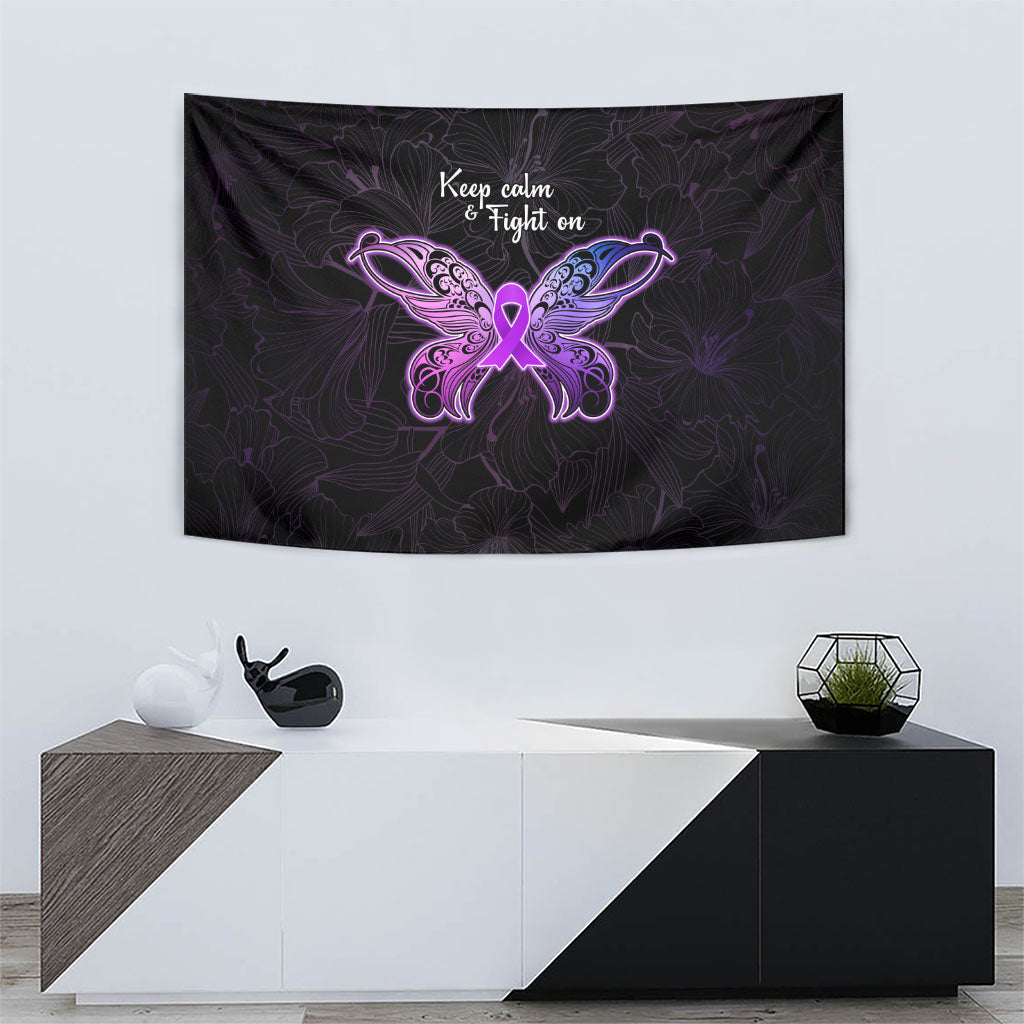 Pancreatic Cancer Support Tapestry Keep Calm And Fight On Polynesian Pattern