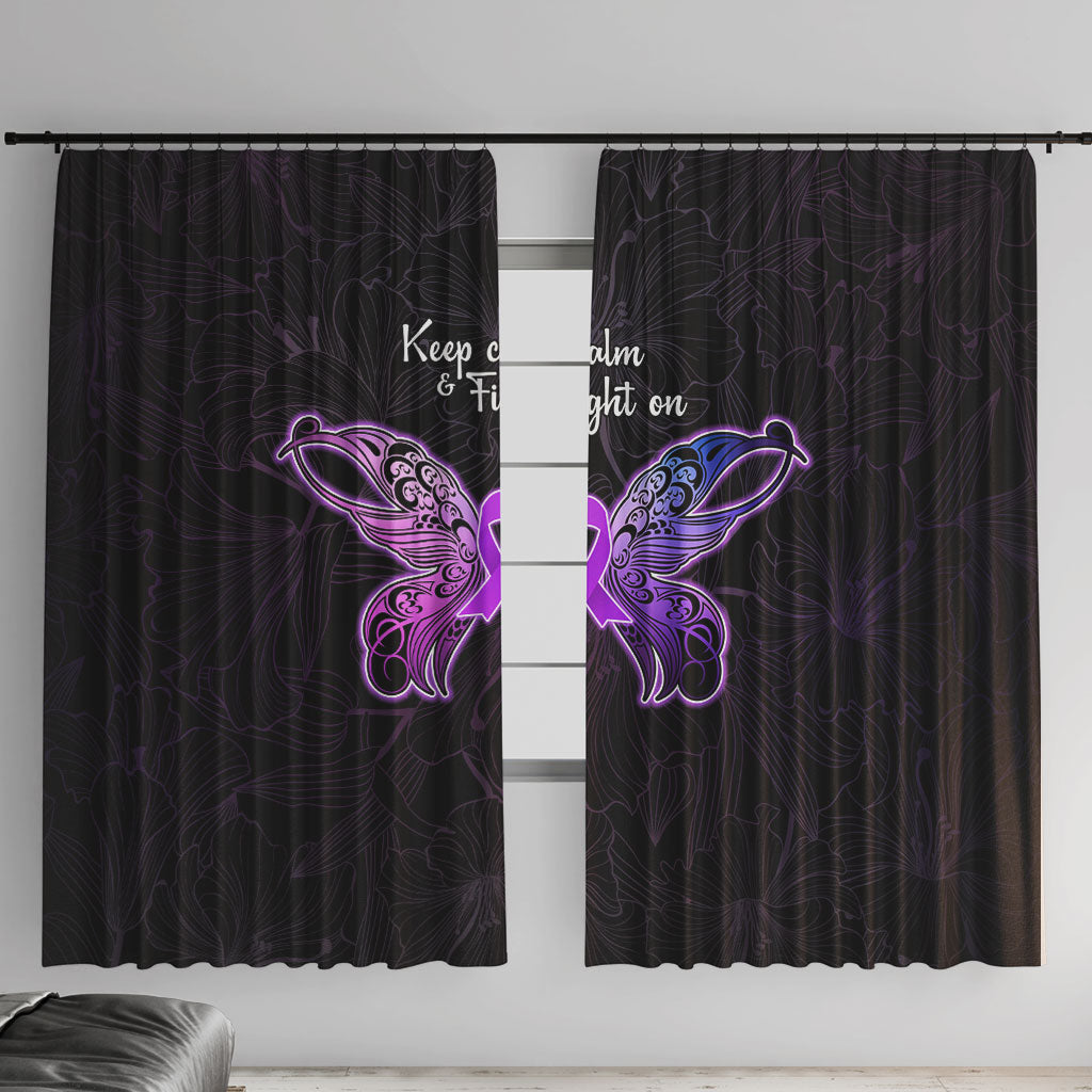 Pancreatic Cancer Support Window Curtain Keep Calm And Fight On Polynesian Pattern