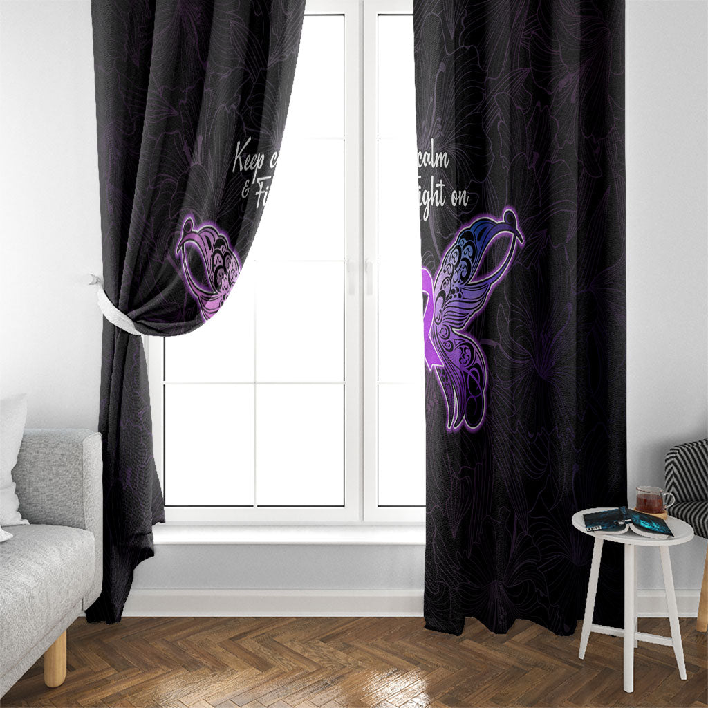 Pancreatic Cancer Support Window Curtain Keep Calm And Fight On Polynesian Pattern