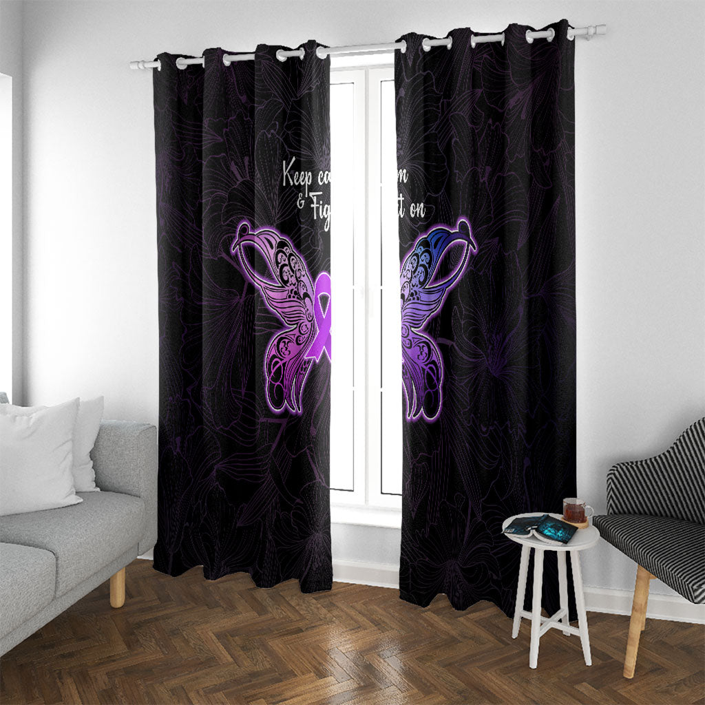 Pancreatic Cancer Support Window Curtain Keep Calm And Fight On Polynesian Pattern