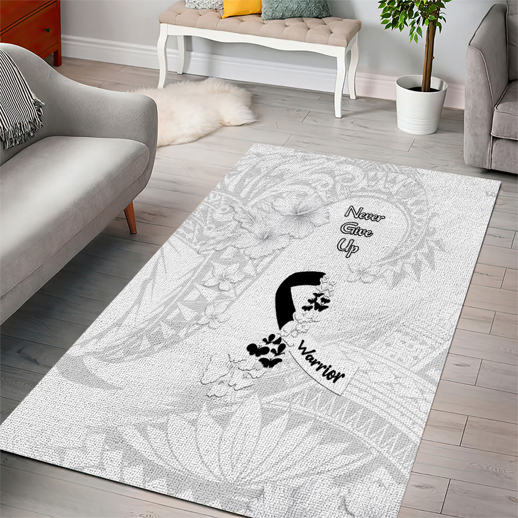 Lung Cancer Support Area Rug Never Give Up Polynesian Style
