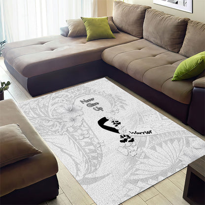 Lung Cancer Support Area Rug Never Give Up Polynesian Style