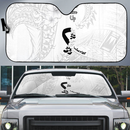 Lung Cancer Support Auto Sun Shade Never Give Up Polynesian Style