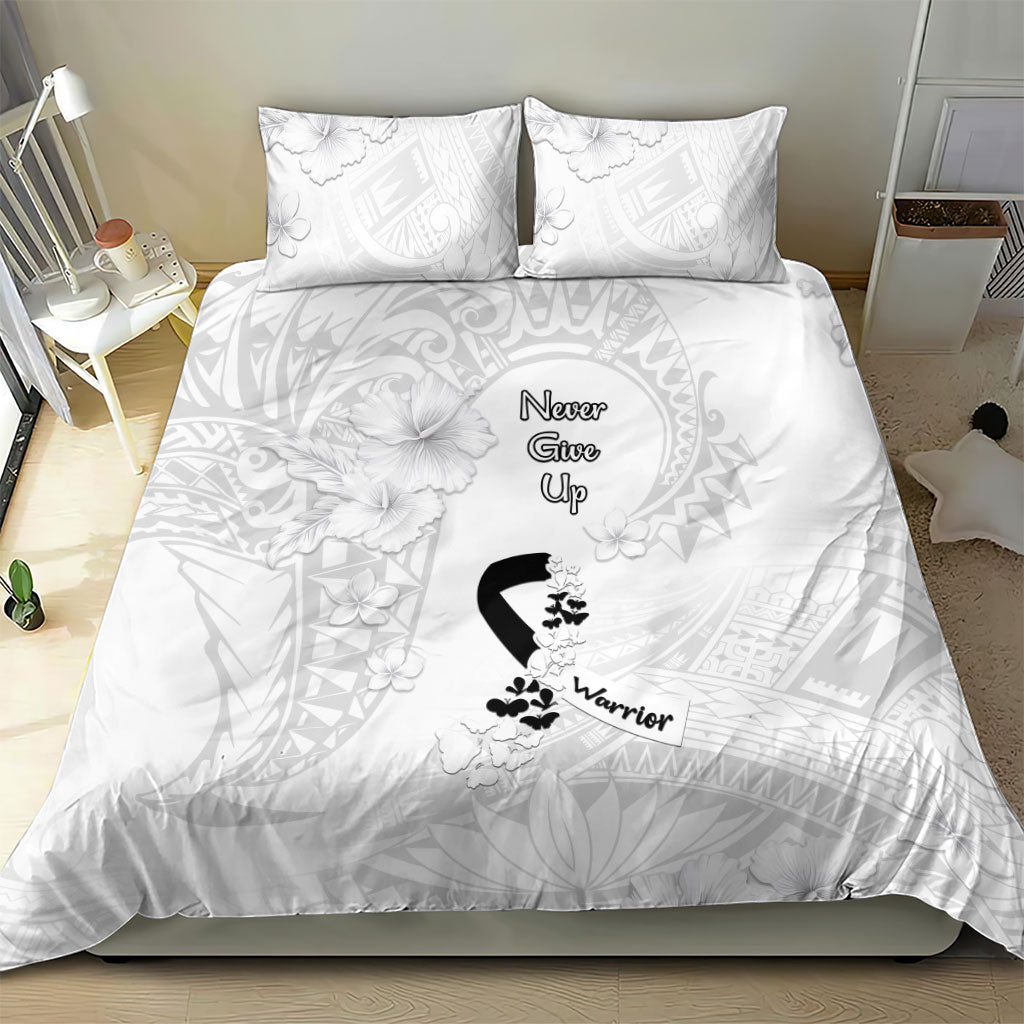Lung Cancer Support Bedding Set Never Give Up Polynesian Style