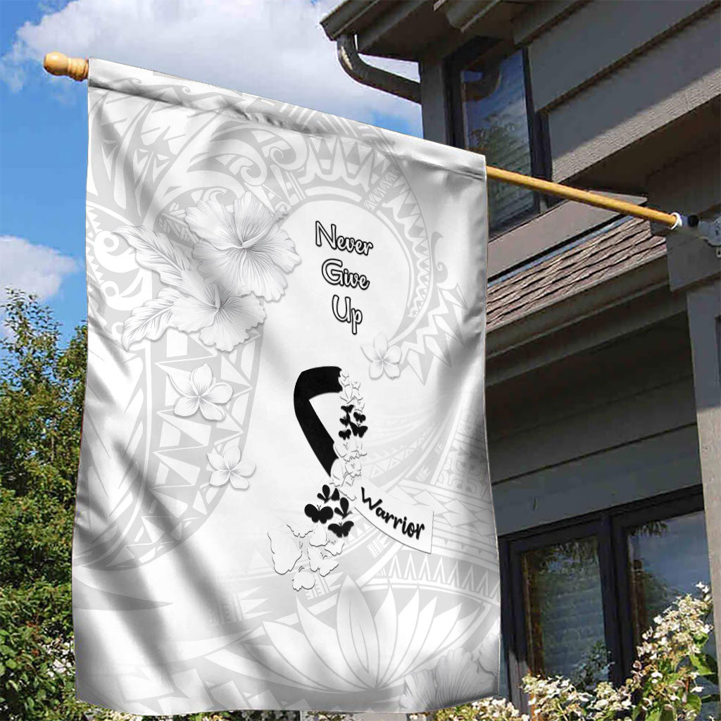 Lung Cancer Support Garden Flag Never Give Up Polynesian Style
