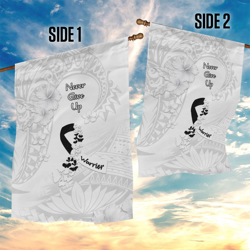 Lung Cancer Support Garden Flag Never Give Up Polynesian Style