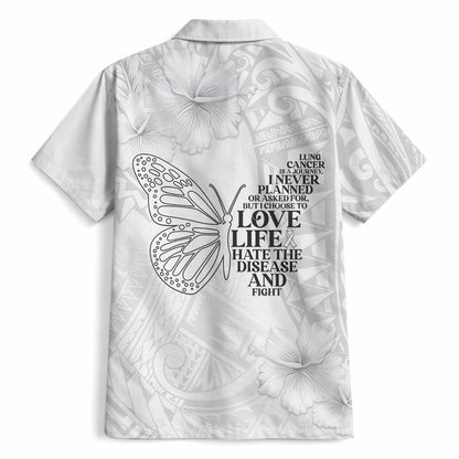 Lung Cancer Support Hawaiian Shirt Never Give Up Polynesian Style