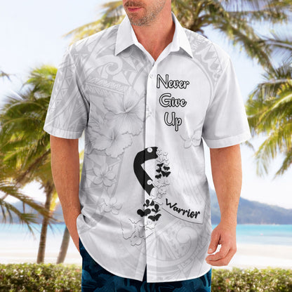 Lung Cancer Support Hawaiian Shirt Never Give Up Polynesian Style