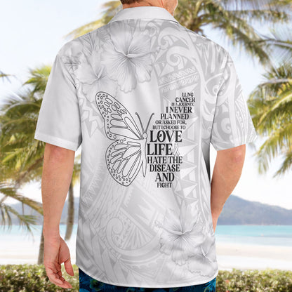 Lung Cancer Support Hawaiian Shirt Never Give Up Polynesian Style