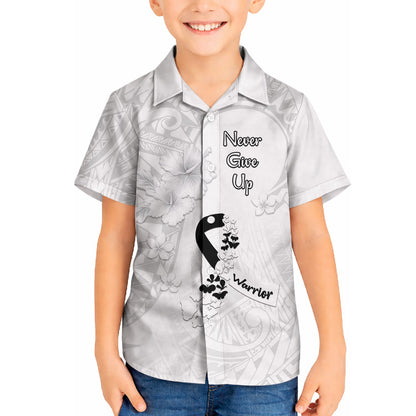 Lung Cancer Support Hawaiian Shirt Never Give Up Polynesian Style