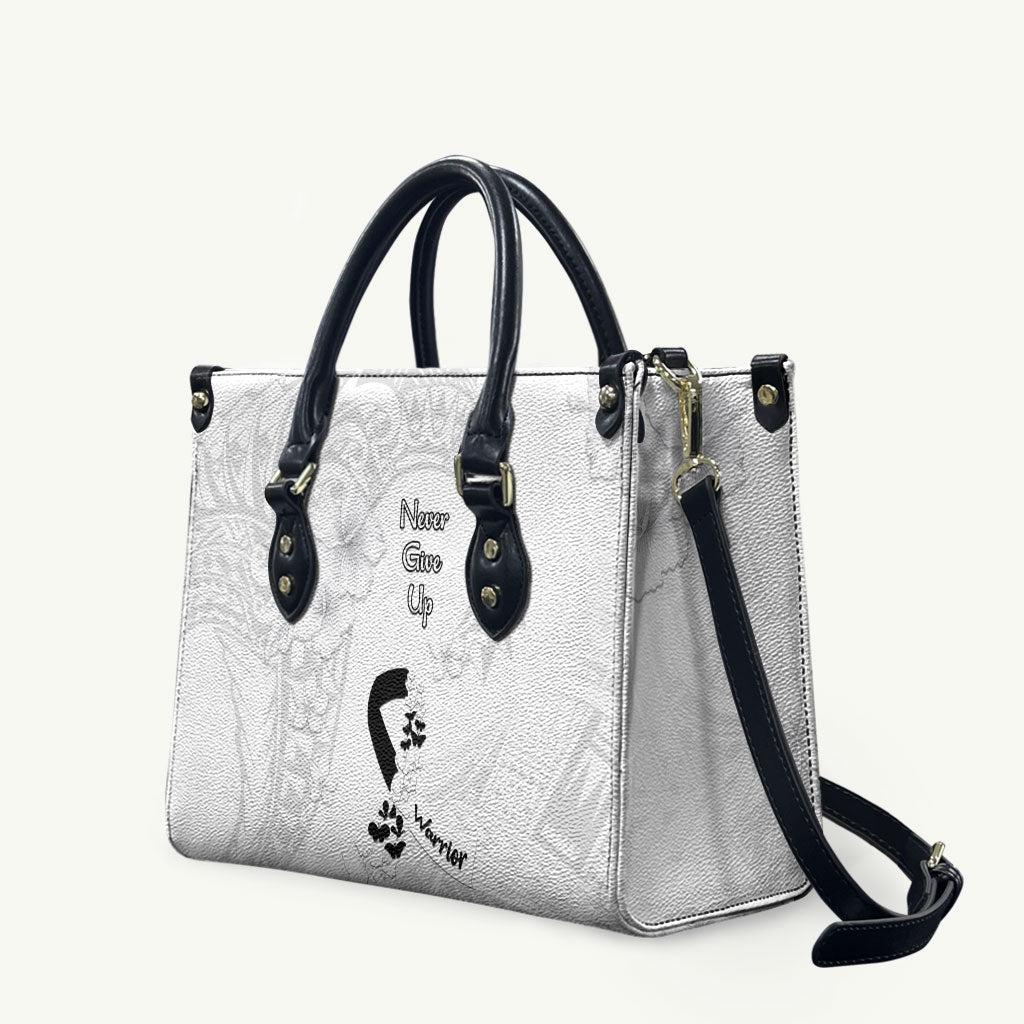 Lung Cancer Support Leather Bag Never Give Up Polynesian Style