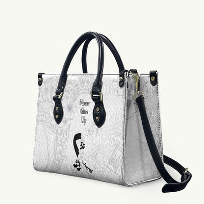 Lung Cancer Support Leather Bag Never Give Up Polynesian Style